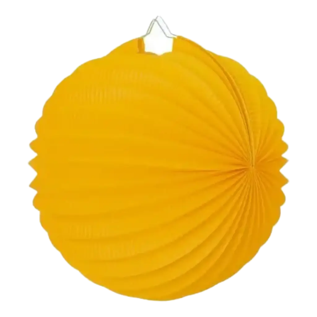 Lámpara redonda de papel amarillo mostaza de 30 cm.