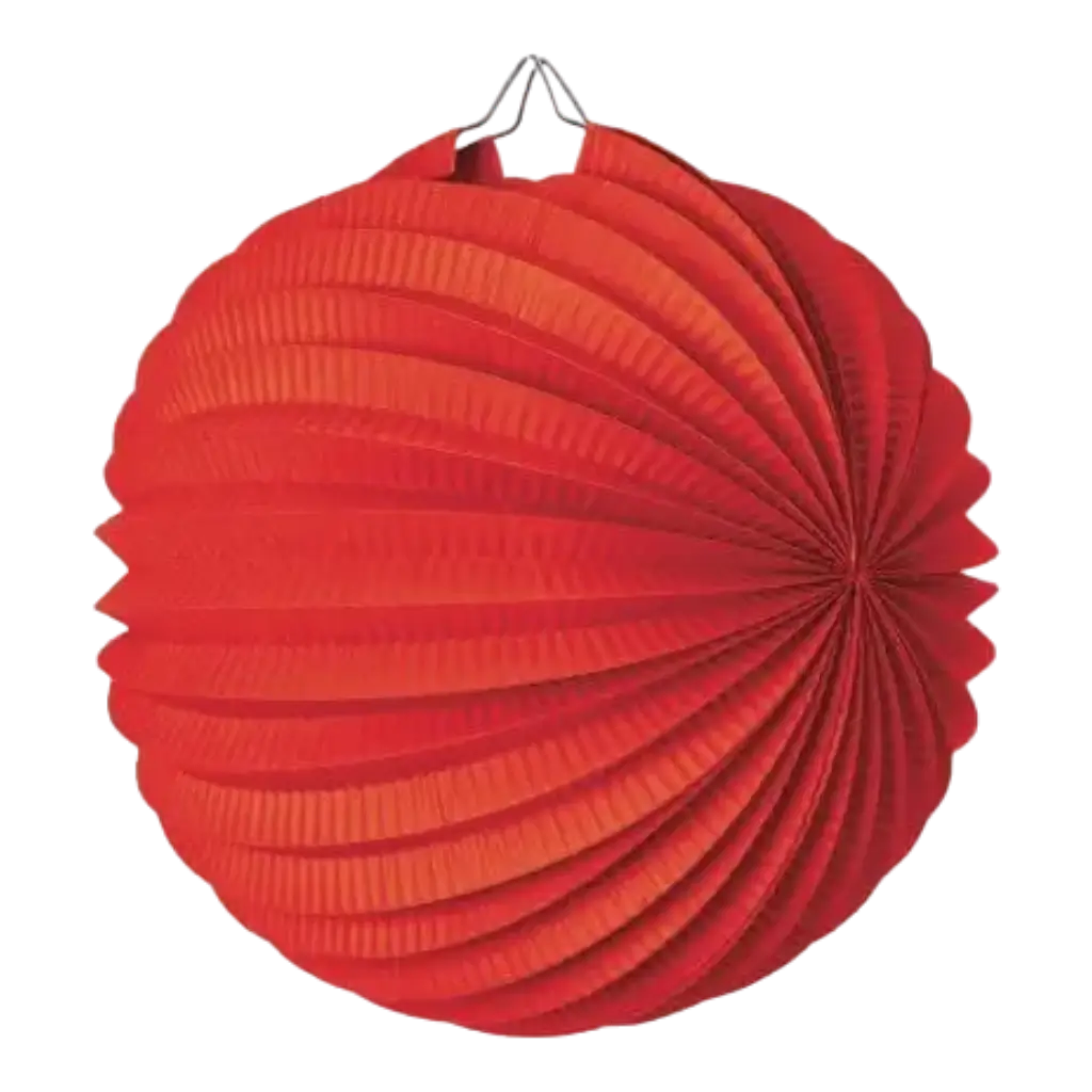 Bola de papel de lámpara redonda roja de 30 cm.