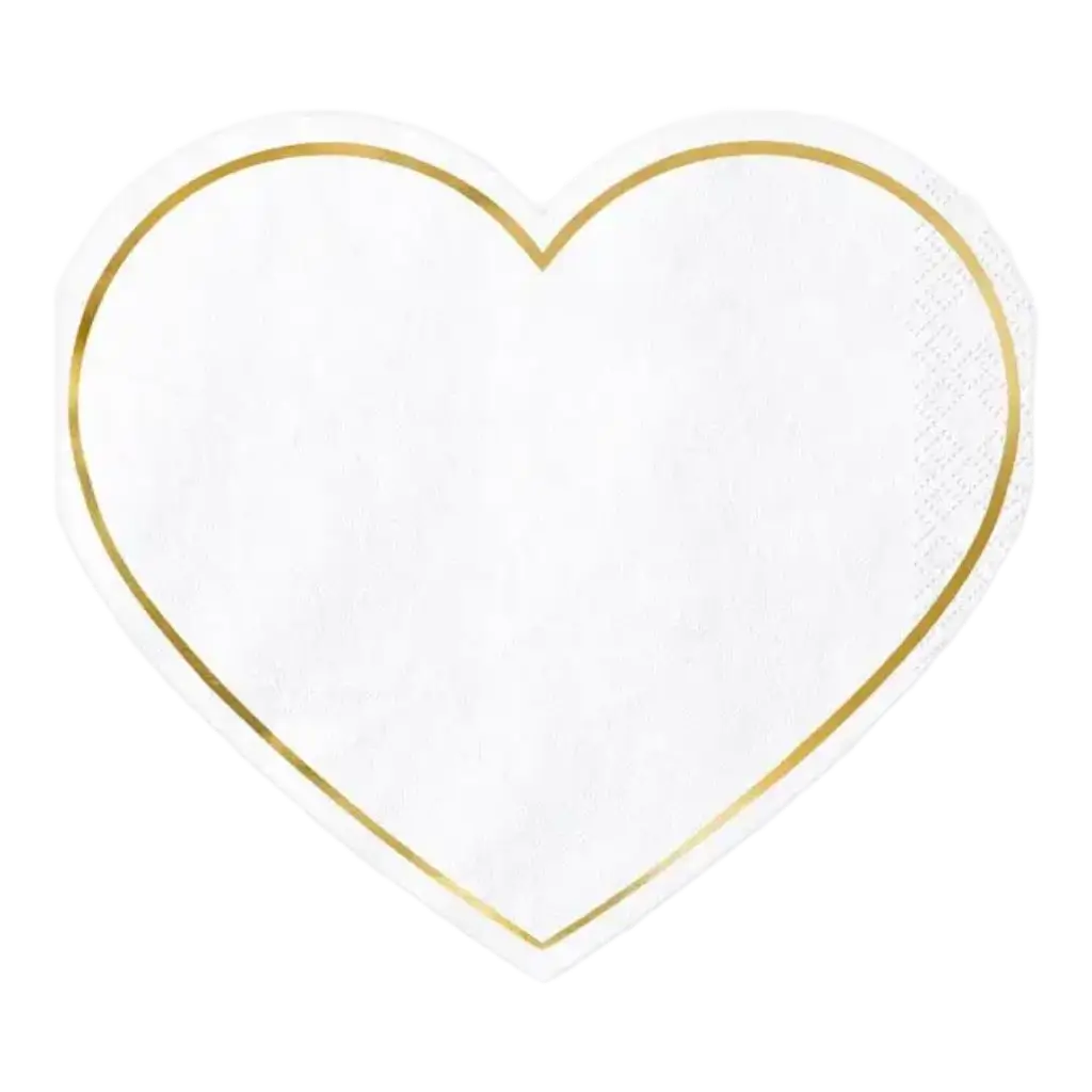 Servilleta de papel con forma de corazón contorno de oro