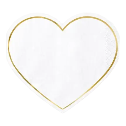Servilleta de papel con forma de corazón contorno de oro