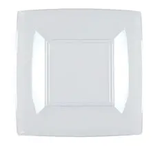 Plato de postre cuadrado transparente 18x18cm - Set de 25