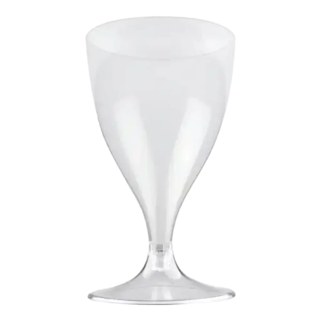 Juego de 100 vasos de plástico transparente para vino de 20 cl.