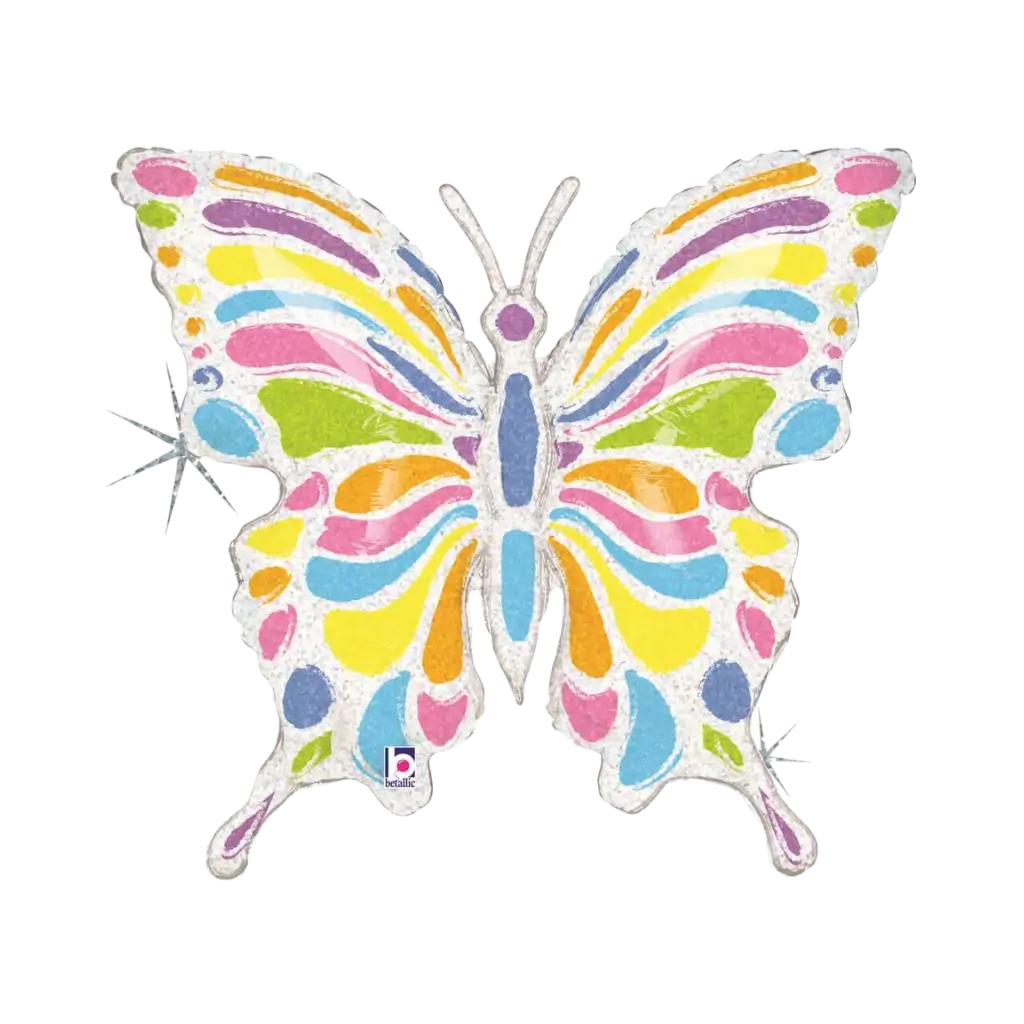 Globo Mariposa Holográfico Pastel Holográfico Multicolor 84cm