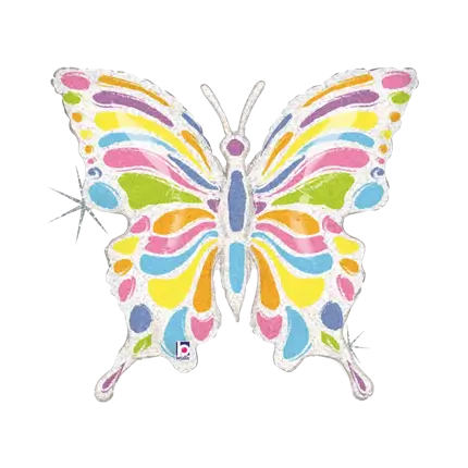 Globo Mariposa Holográfico Pastel Holográfico Multicolor 84cm