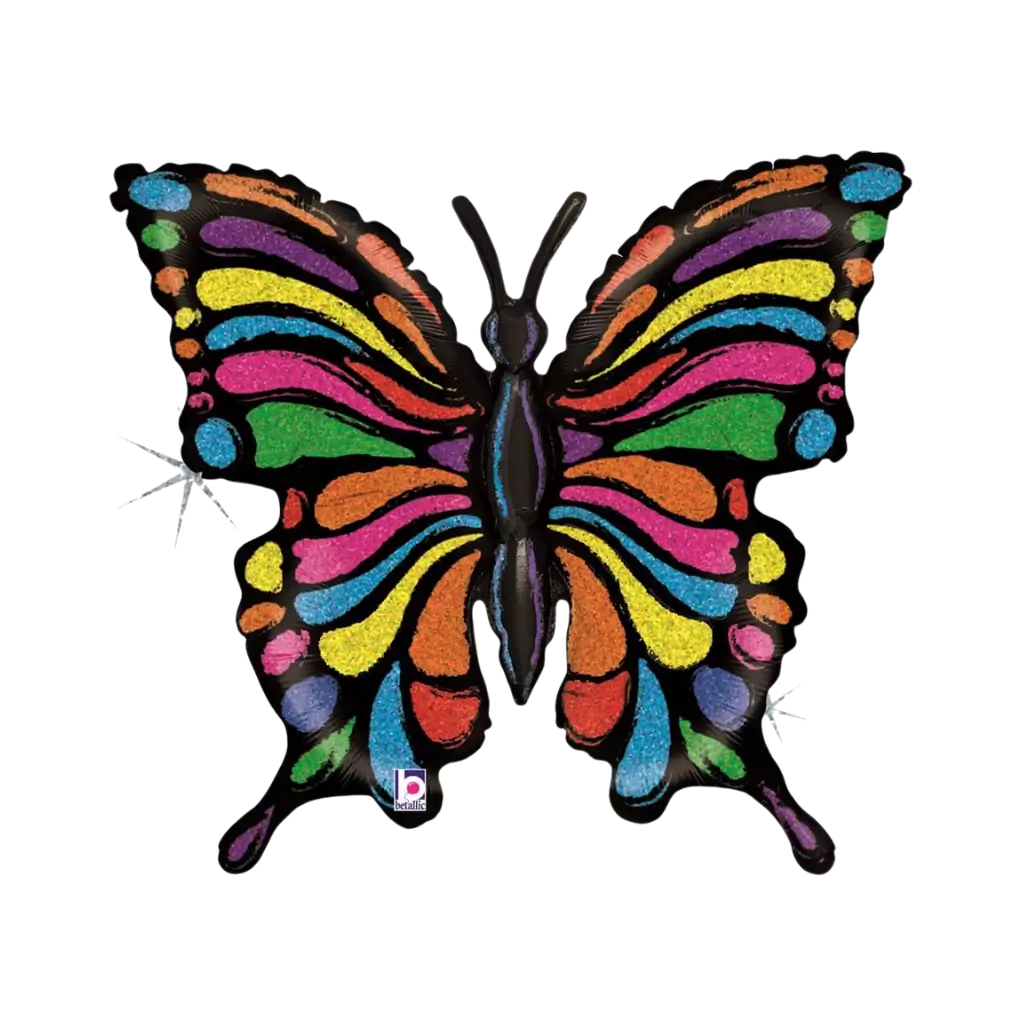Globo Mariposa Arco Iris Holográfico 84cm