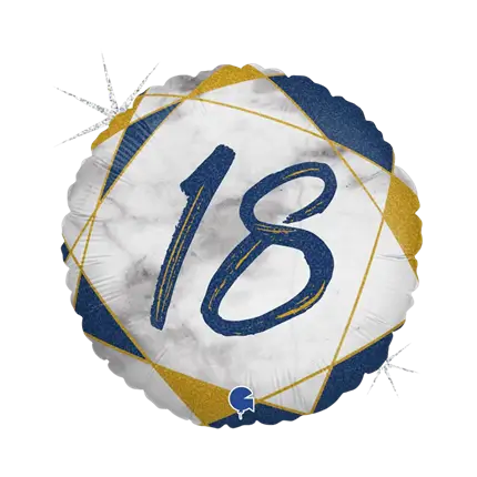 Globo de Cumpleaños Efecto Mármol 18 Azul 45cm