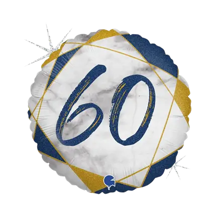 Globo de cumpleaños Efecto mármol 60 Azul 45cm