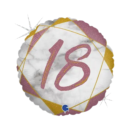 Globo de cumpleaños Efecto mármol 18 Oro rosa 45cm