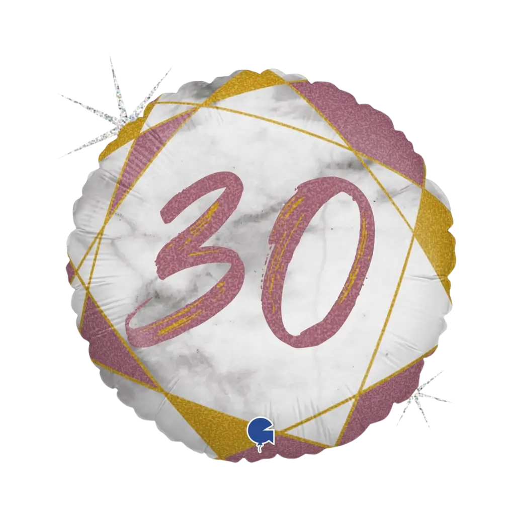 Bola de cumpleaños Efecto mármol 30 Oro rosa 45cm