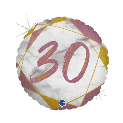Bola de cumpleaños Efecto mármol 30 Oro rosa 45cm