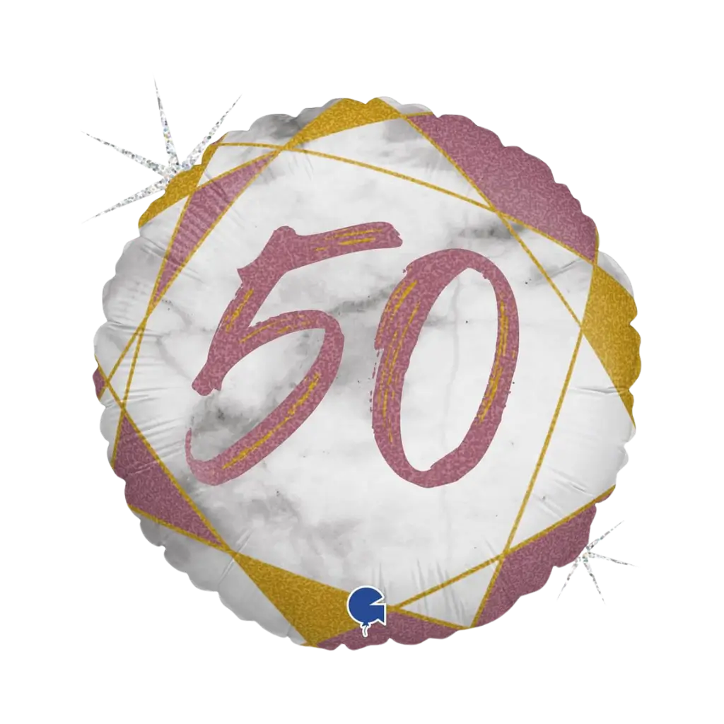 Bola de cumpleaños Efecto mármol 50 Oro rosa 45cm