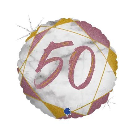 Bola de cumpleaños Efecto mármol 50 Oro rosa 45cm