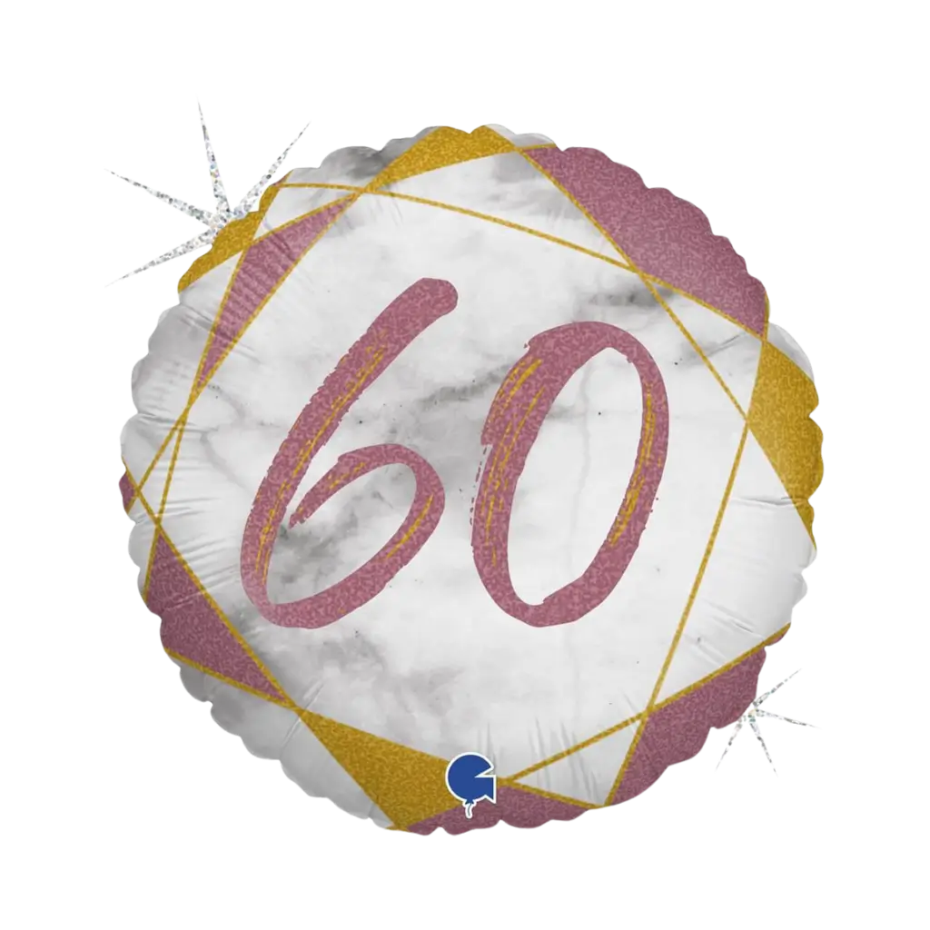 Bola de cumpleaños Efecto mármol 60 Oro rosa 45cm
