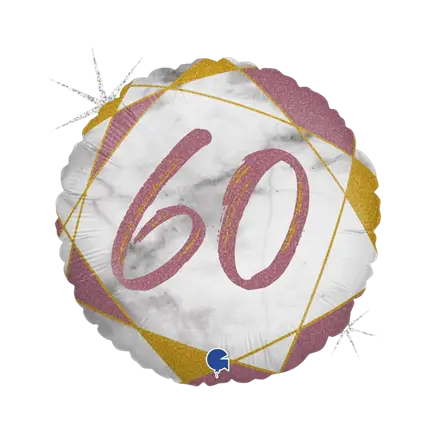 Bola de cumpleaños Efecto mármol 60 Oro rosa 45cm