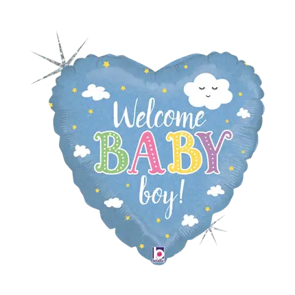 Bienvenido Baby Boy Heart Balloon 45cm