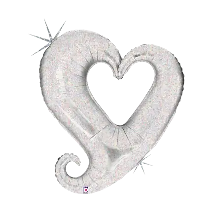 Cadena de Corazón de Globo de Helio de plata 94cm
