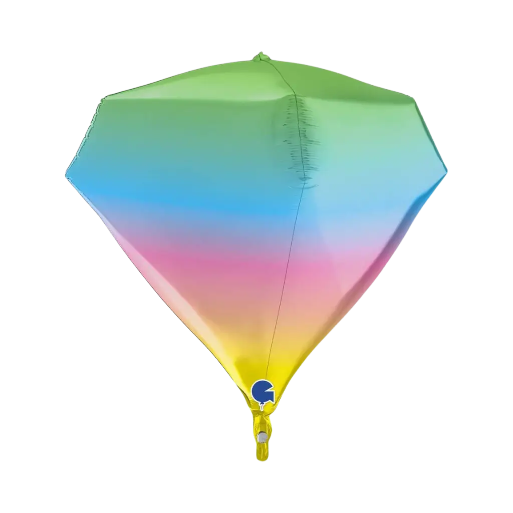 Globo Helio Diamante Arco Iris 4D 45cm