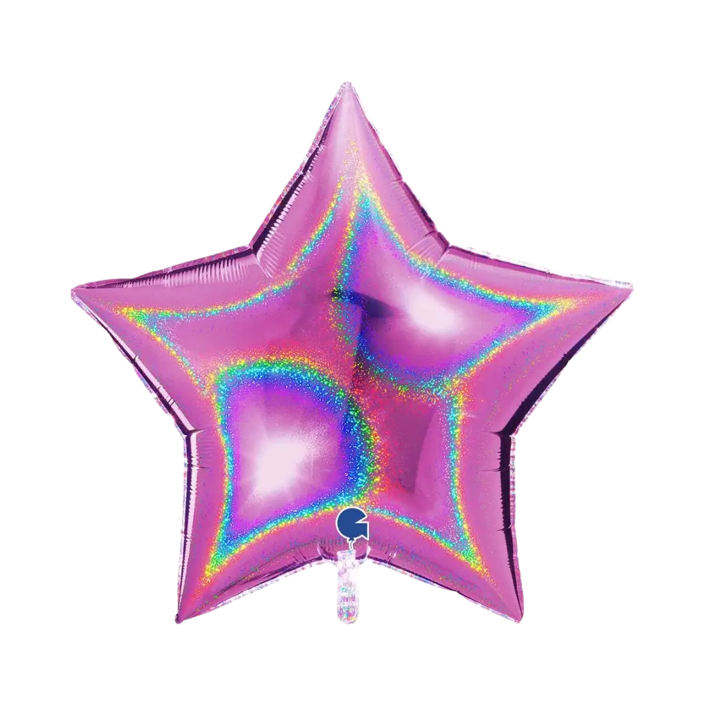 Globo estelar holográfico rosa 92 cm.
