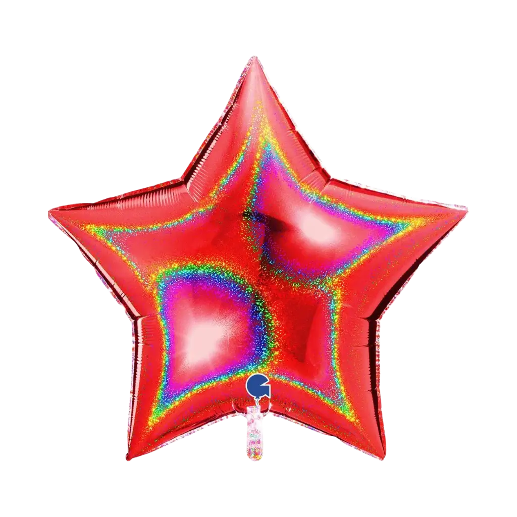 Globo estelar holográfico rojo 92 cm.