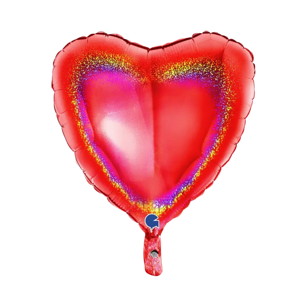 Globo rojo holográfico de corazón 46cm