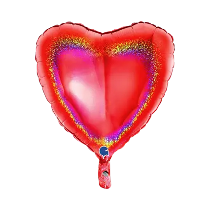 Globo rojo holográfico de corazón 46cm
