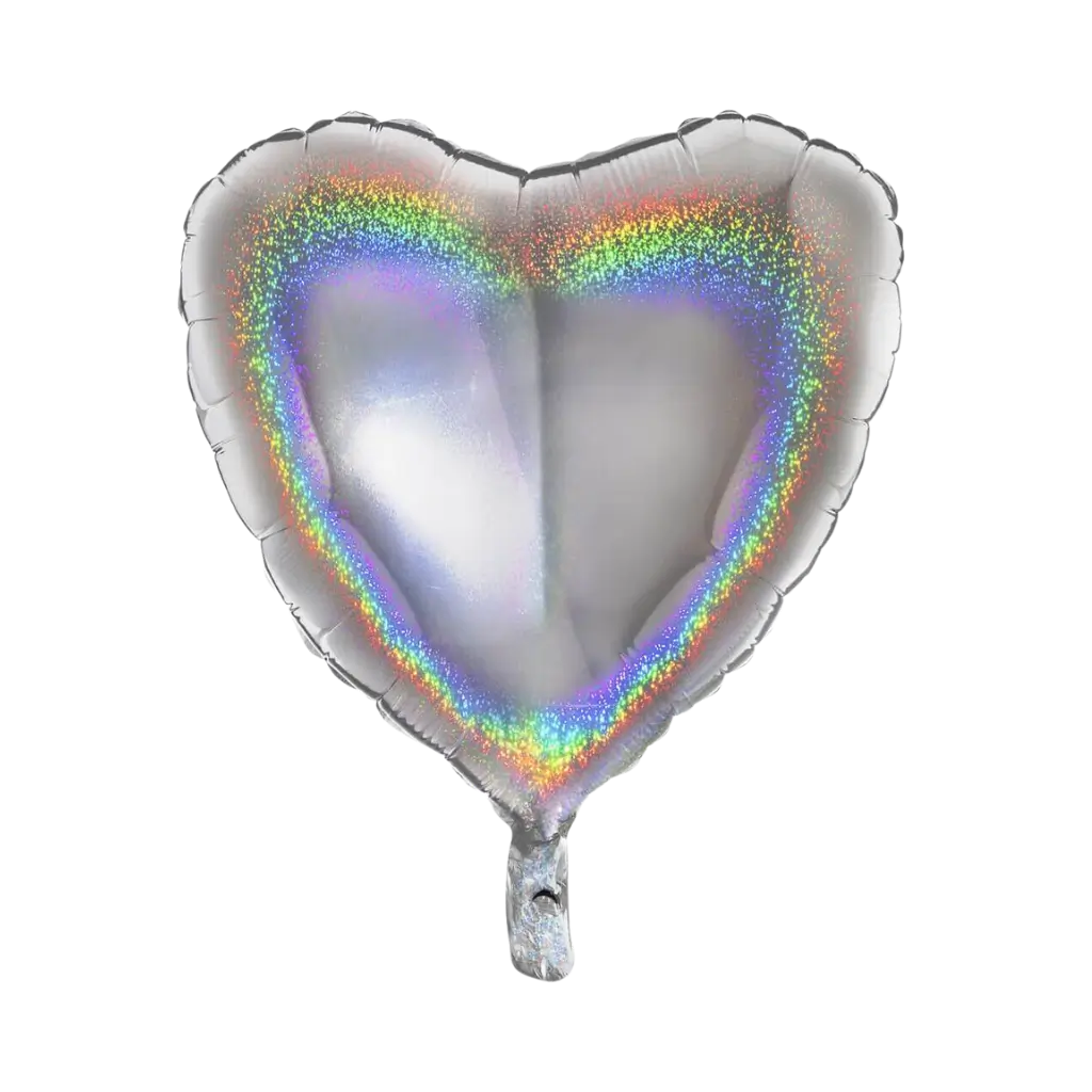 Globo de plata con corazón holográfico 46 cm.