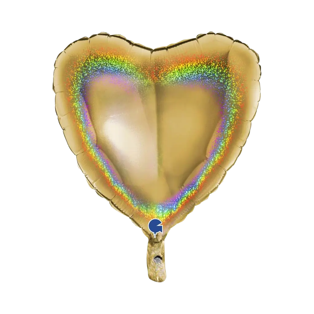 Globo de corazón holográfico de oro 46cm