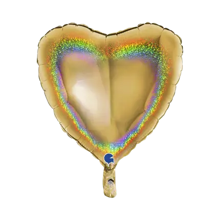 Globo de corazón holográfico de oro 46cm