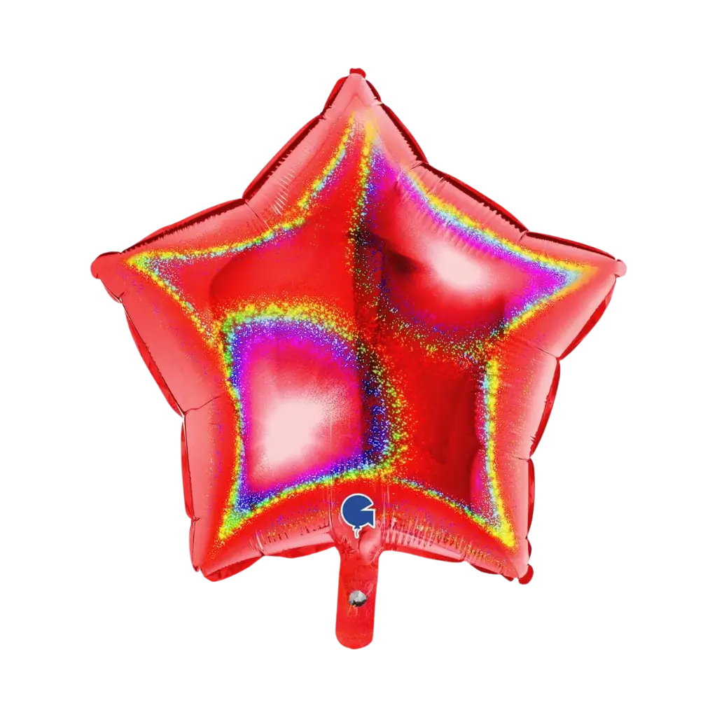 Globo estelar holográfico rojo 46 cm.