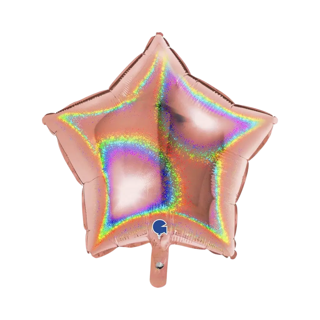 Globo estelar holográfico de oro rosa 46 cm.