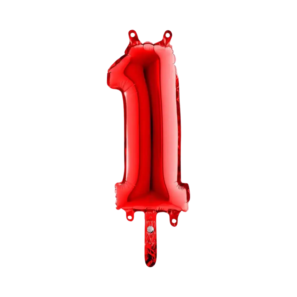 Globo de aniversario número 1 Rojo 36cm