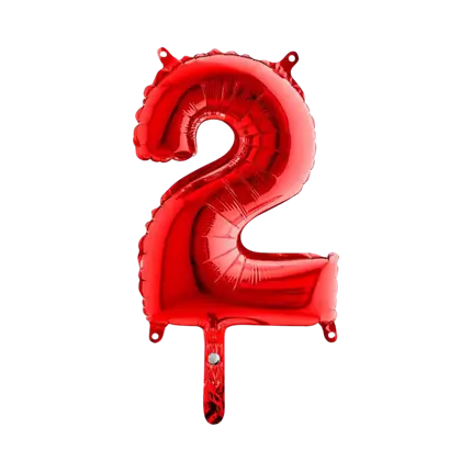 Globo de aniversario número 2 Rojo 36cm