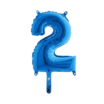 Globo de aniversario número 2 Azul 36cm