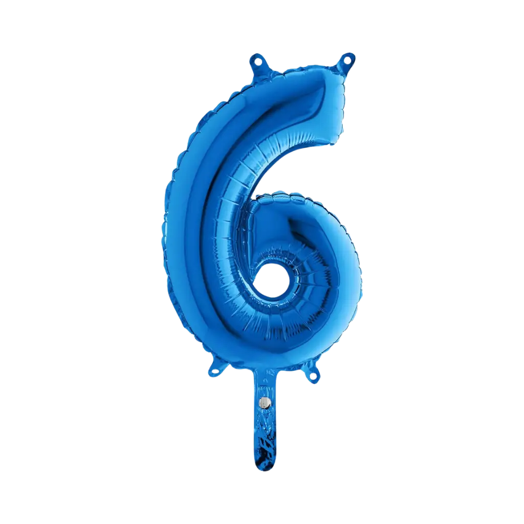 Globo de aniversario número 6 Azul 36cm