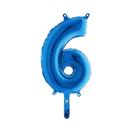 Globo de aniversario número 6 Azul 36cm