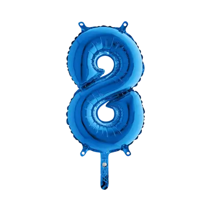 Globo de aniversario número 8 Azul 36cm