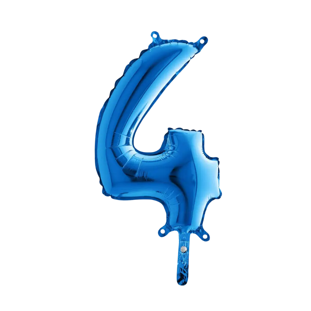Globo de aniversario número 4 Azul 36cm