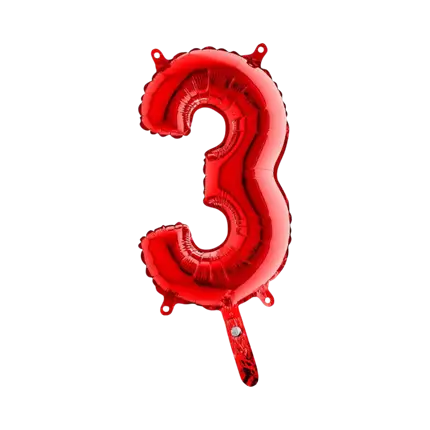 Globo de aniversario número 3 Rojo 36cm