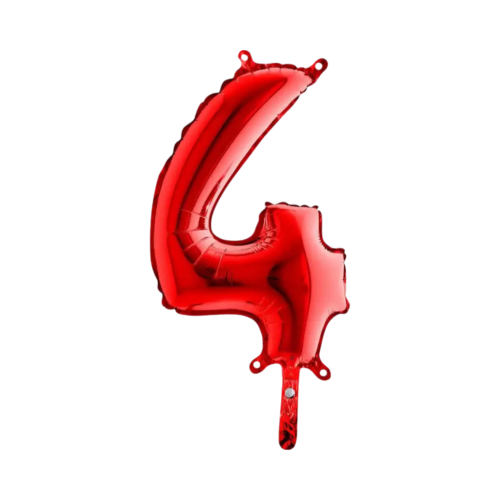 Globo de aniversario número 4 Rojo 36cm