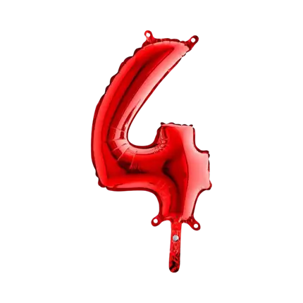 Globo de aniversario número 4 Rojo 36cm