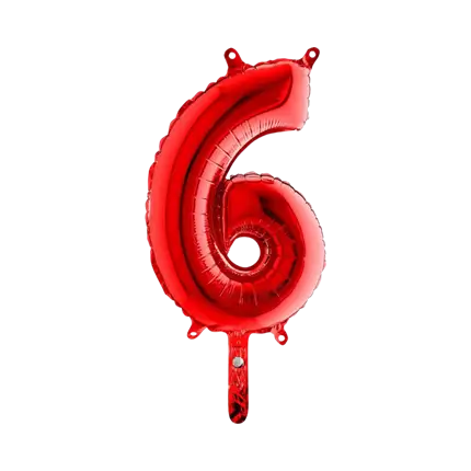 Globo de aniversario número 6 Rojo 36cm
