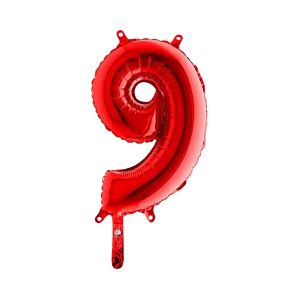 Globo de aniversario número 9 Rojo 36cm