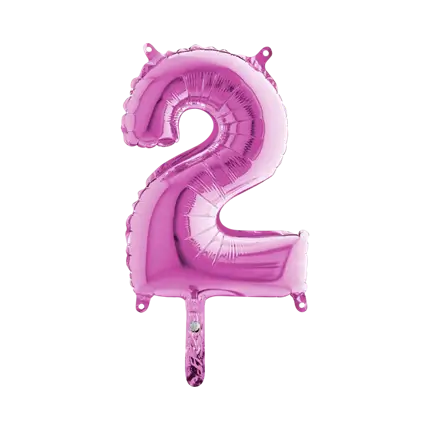 Globo de aniversario número 2 Rosa 36cm