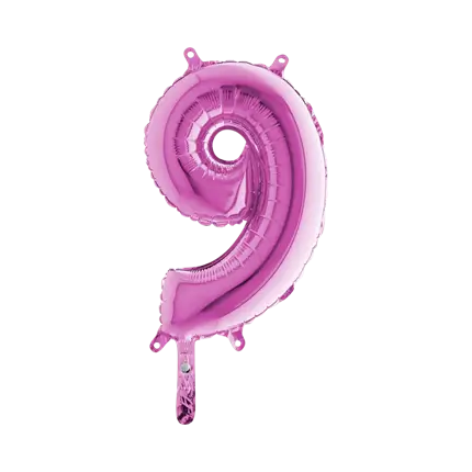 Globo de aniversario número 9 Rosa 36cm