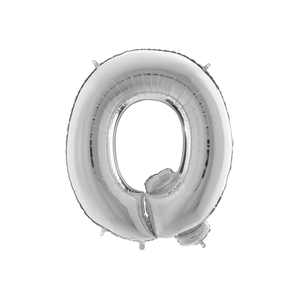 Letra del globo de aluminio Q de plata 102cm