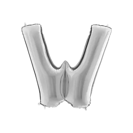 Letra del globo de aluminio W de plata 102cm