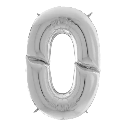 Bola de Cumpleaños Dígito gigante 0 Plata 163cm