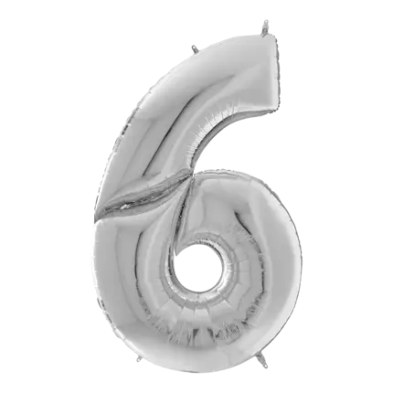 Cumpleaños Globo Gigante número 6 Plata 163cm