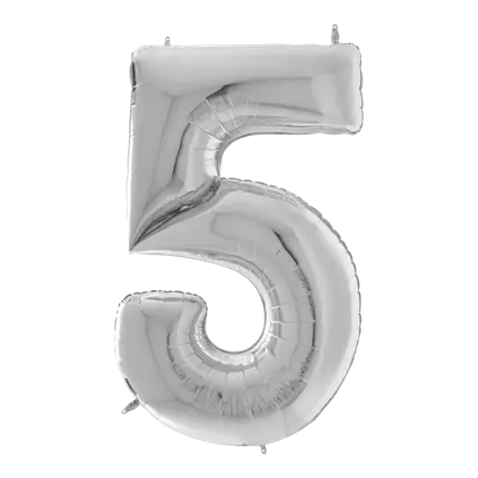 Cumpleaños Globo Gigante número 5 Plata 163cm
