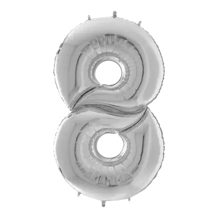 Cumpleaños Globo Gigante número 8 Plata 163cm